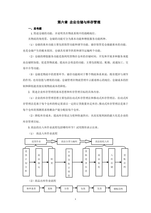 上交大《企业物流管理》教学资料包 课后习题答案 第六章