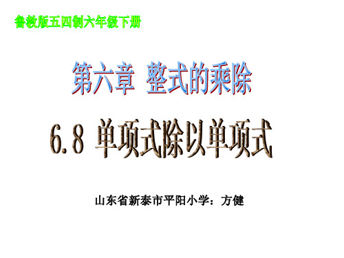 鲁教版五四制六年级下学期6.8整式的除法