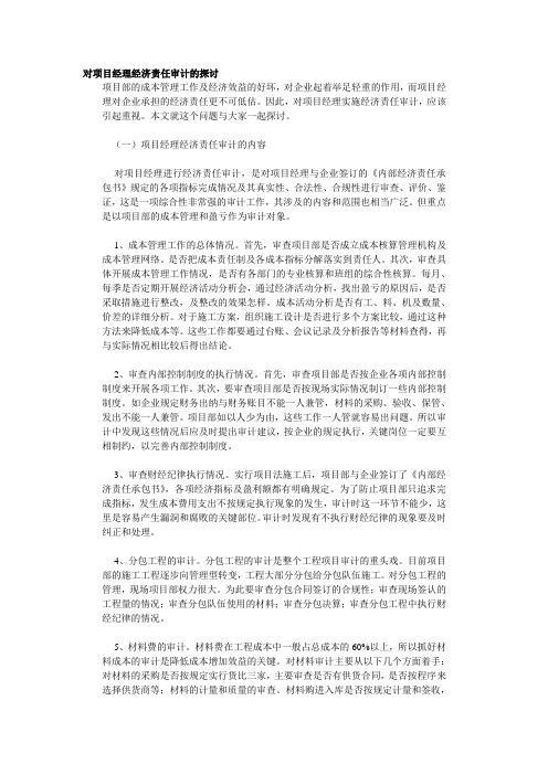 对项目经理经济责任审计的探讨