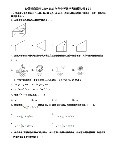 陕西省商洛市2019-2020学年中考数学考前模拟卷(2)含解析