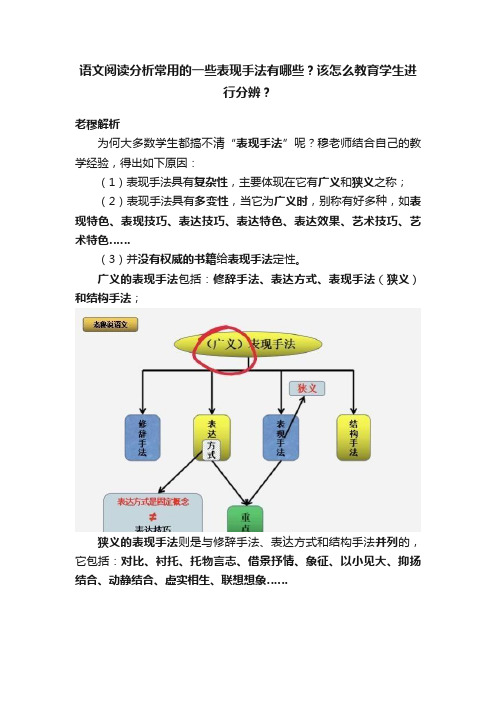 语文阅读分析常用的一些表现手法有哪些？该怎么教育学生进行分辨？