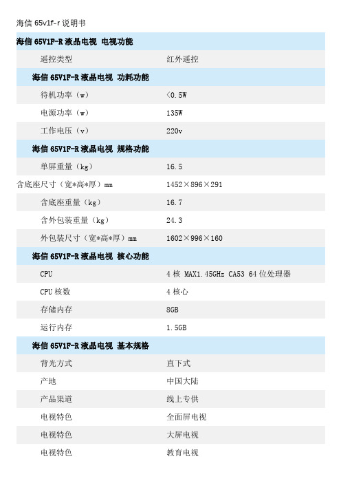 海信65v1f-r说明书