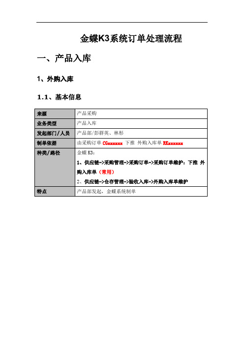 金蝶K3系统订单处理流程