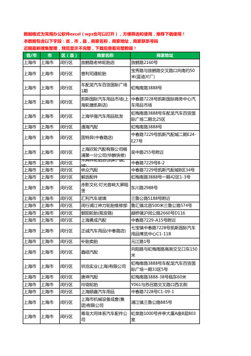 2020新版上海市上海市闵行区汽车用品工商企业公司商家名录名单联系电话号码地址大全462家