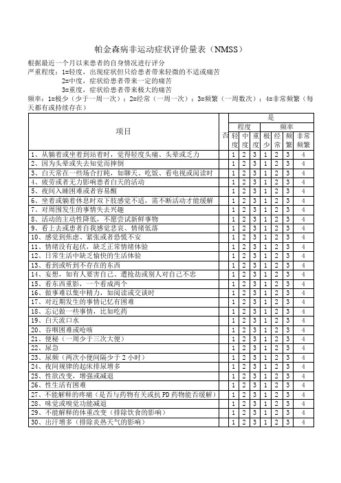 帕金森病非运动症状评价量表