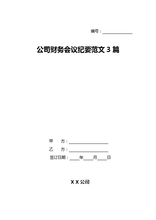 公司财务会议纪要范文3篇