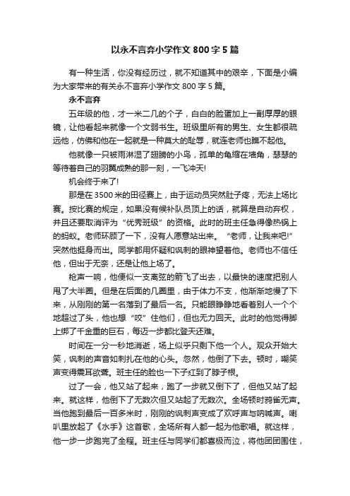 以永不言弃小学作文800字5篇