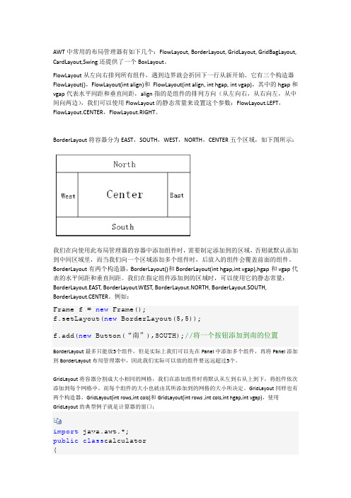 AWT中常用的布局管理器