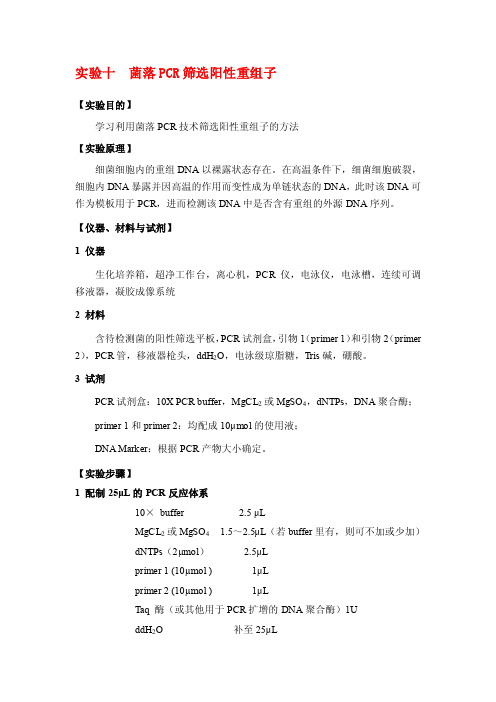 实验一基因组DNA的提取