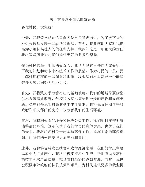 关于村民选小组长的发言稿