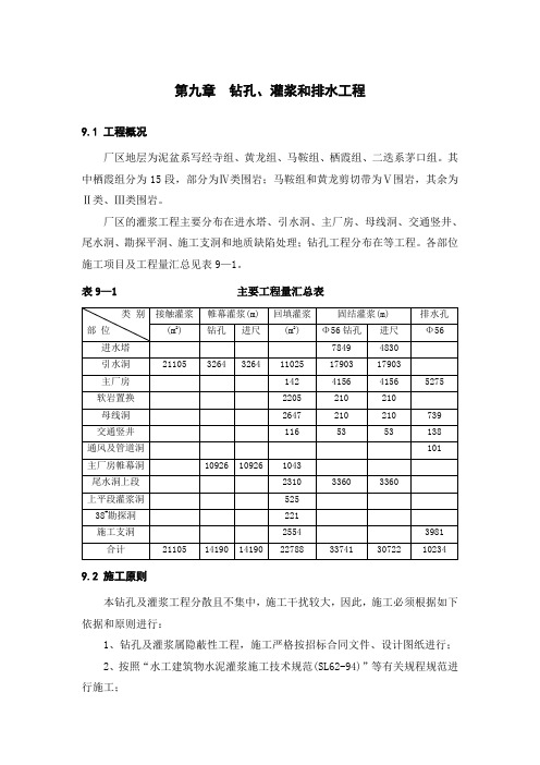 钻孔、灌浆和排水工程