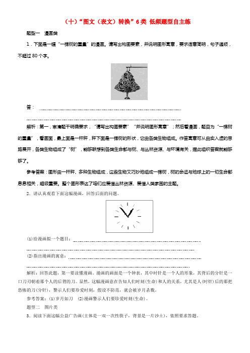 2018届高考语文总温习验收达标练十“表文转换”6类低频题型自主练