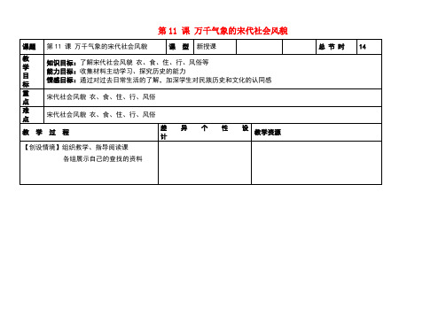 七年级历史下册第二单元第11课万千气象的宋代社会风貌教案新人教版