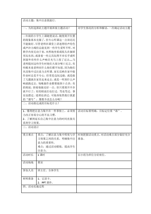 集中注意力活动主题