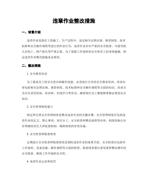 违章作业整改措施