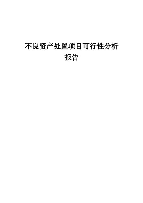 不良资产处置项目可行性分析报告