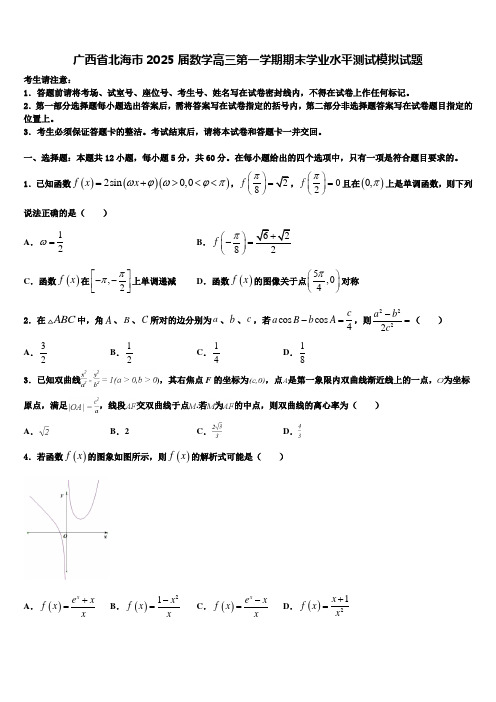 广西省北海市2025届数学高三第一学期期末学业水平测试模拟试题含解析