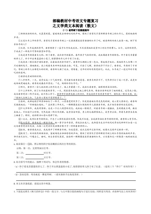 部编教材中考语文专题复习之文学类文本阅读(散文)