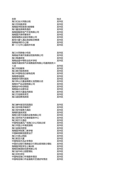 海口市电信WiFi热点信息数据表