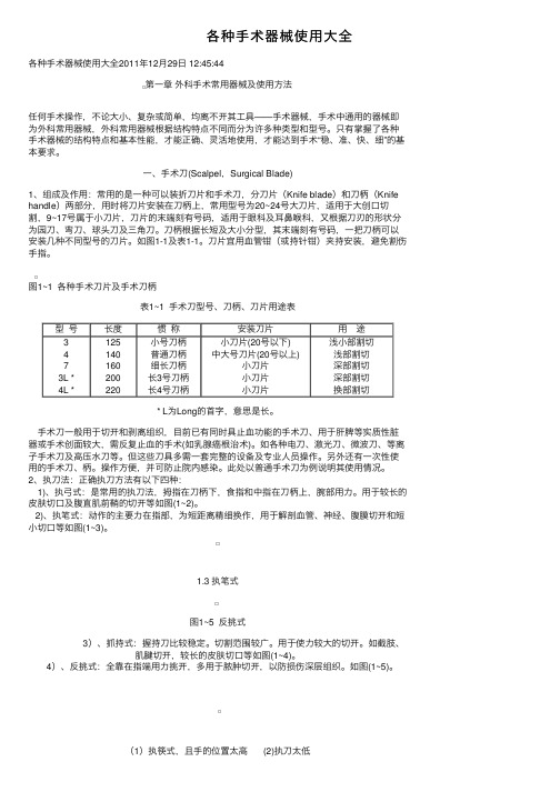 各种手术器械使用大全