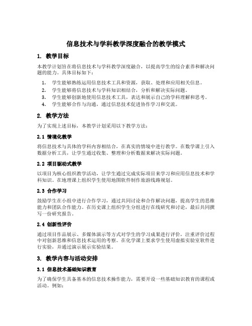 信息技术与学科教学深度融合的教学模式