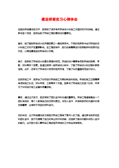 建设桥梁实习心得体会