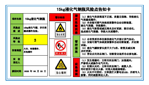 15kg液化气钢瓶风险点告知卡