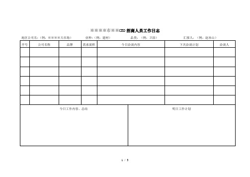 招商人员常用表格