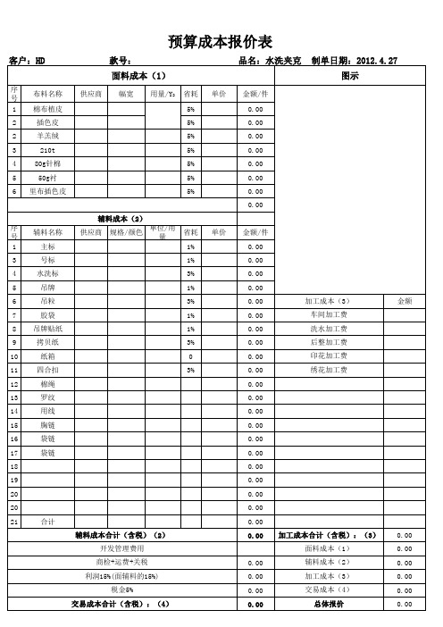 服装成本预算表【实用资料】.xls