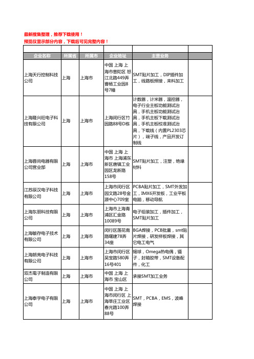 新版上海市SMT工商企业公司商家名录名单联系方式大全485家