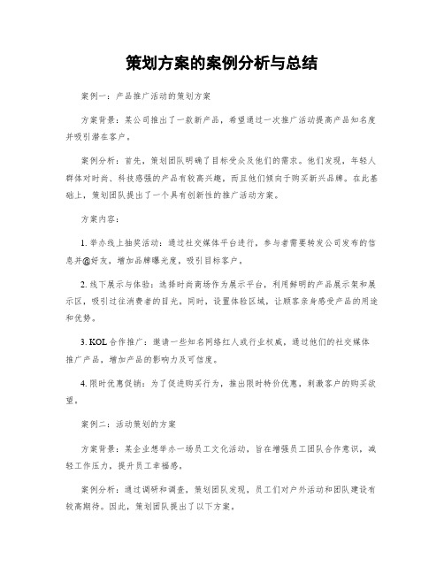 策划方案的案例分析与总结