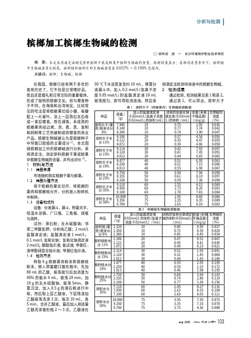 槟榔加工槟榔生物碱的检测