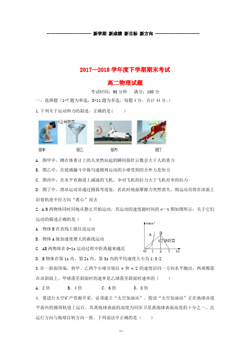 高二物理下学期期末考试试题 新 人教版