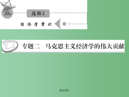 高考政治复习 专题二 马克思主义经济学的伟大贡献 新人教版选修2