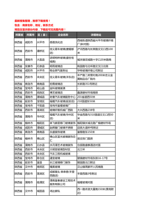 新版陕西省玻璃企业公司商家户名录单联系方式地址大全2104家