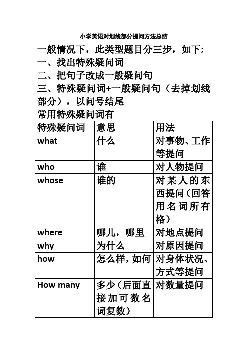 小升初英语对划线部分提问的解题方法