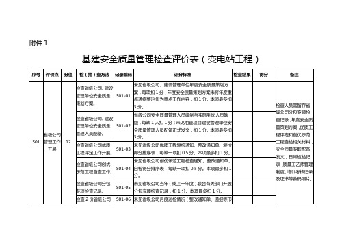 基建安全质量管理检查评价表(变电站工程)