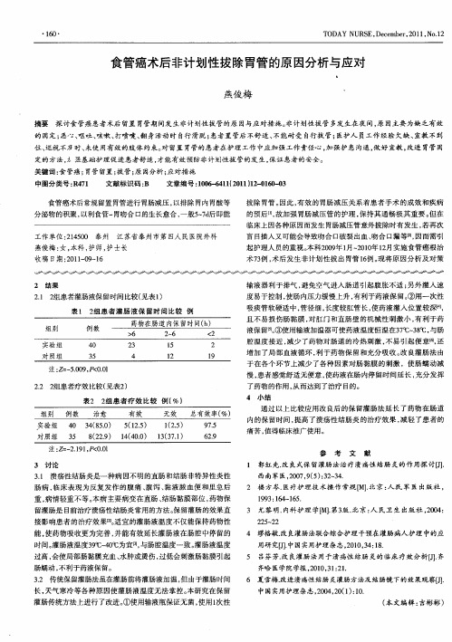 食管癌术后非计划性拔除胃管的原因分析与应对