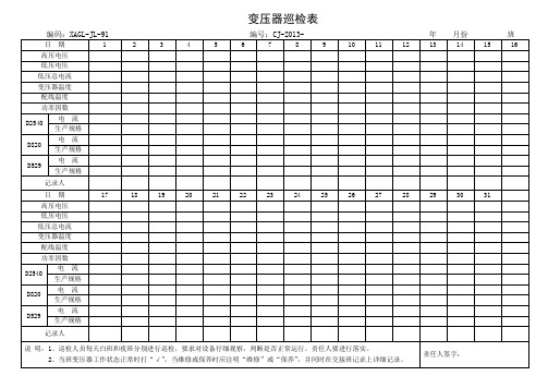 变压器巡检表