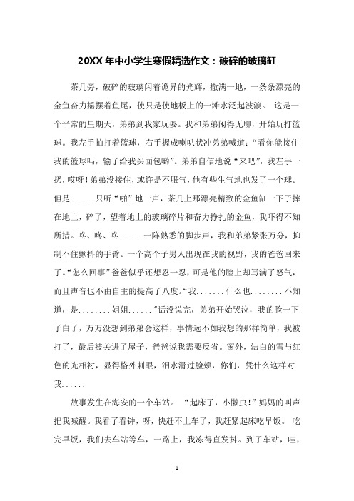 20XX年中小学生寒假精选作文:破碎的玻璃缸