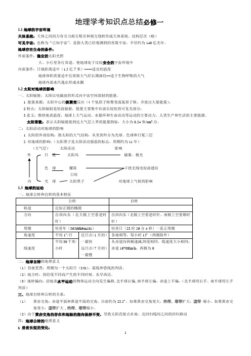 河北省学业水平考试地理必修1-3知识点总结