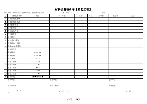 核价单模板