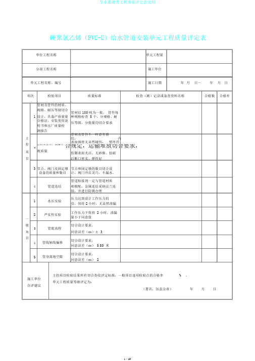 节水灌溉类工程质量评定表实用