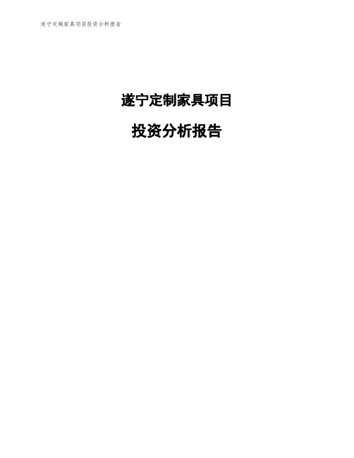 遂宁定制家具项目投资分析报告