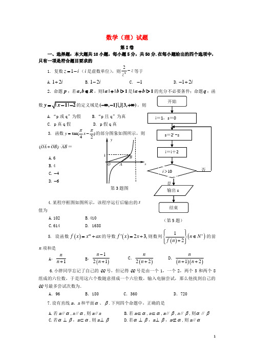 福建省福州八中高三数学第六次质检考试试题 理 新人教A版