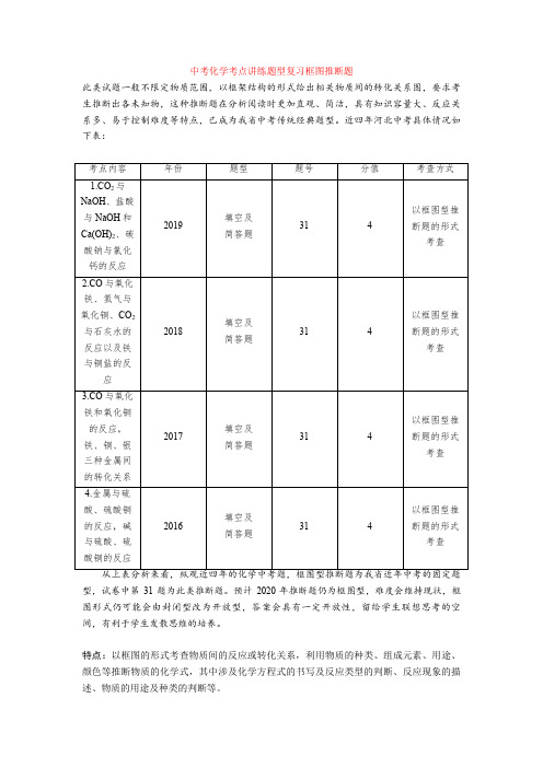 【中考】化学考点讲练题型复习框图推断题