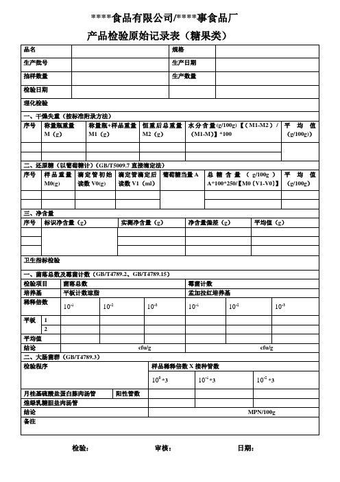 产品检验原始记录表糖果类1