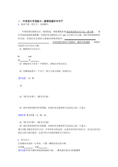 新部编中考 语文根据语境补写句子解题方法和技巧及习题训练含答案