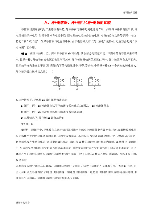 高考物理三轮冲刺考前冲刺练中档防错练杜绝失分八杆电容器杆电阻和杆电源的比较.docx