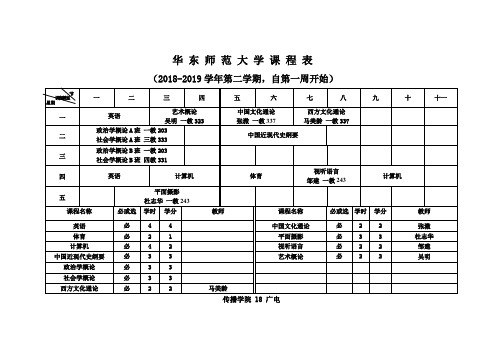 华东师范大学课程表